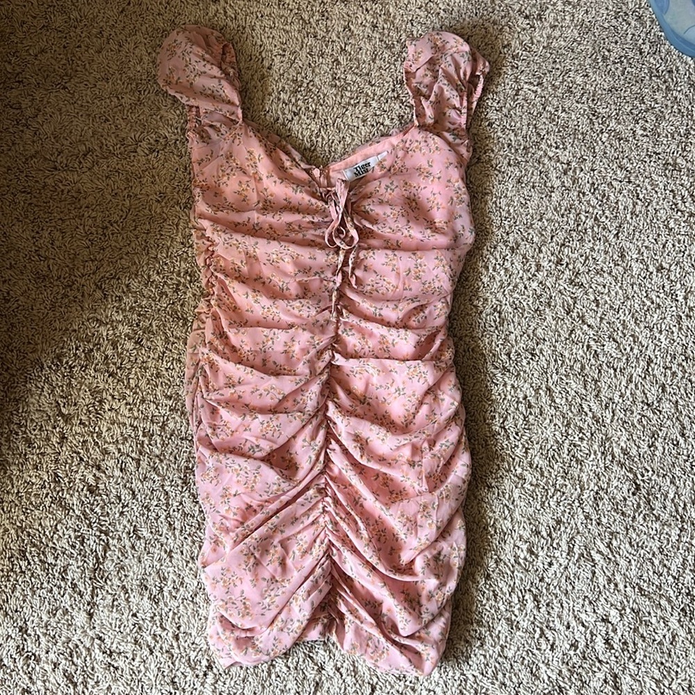 Womens Tiger Mist pink floral mini dress cap sleeve sz S